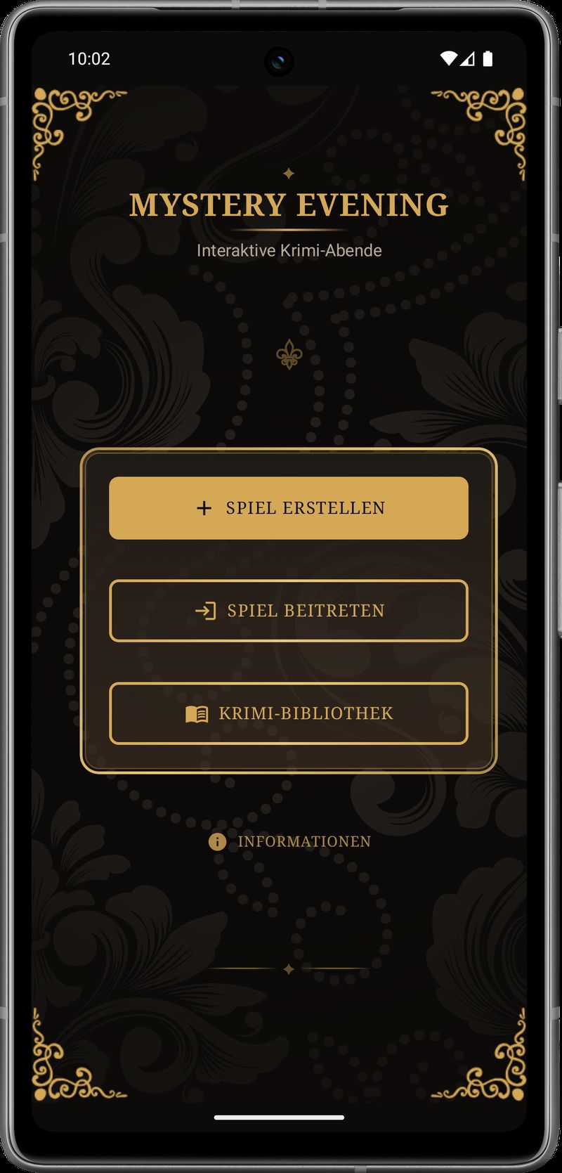 Mystery Evening Startbildschirm - Elegantes viktorianisches Hauptmenü