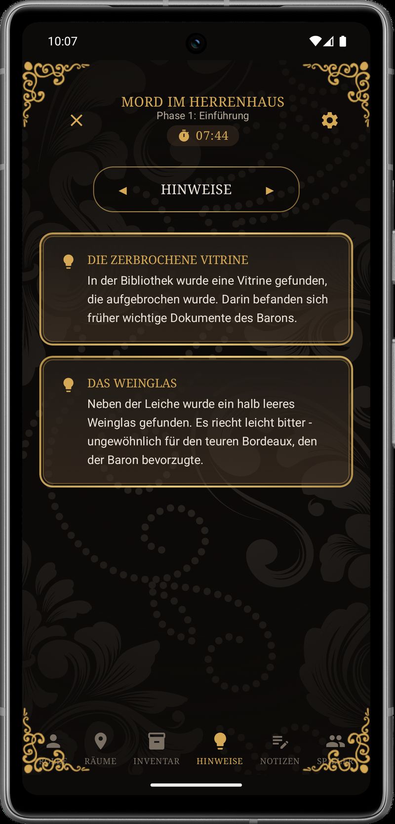 Mystery Evening Notizen - Persönliche Ermittlungsnotizen und Verdächtigungen